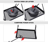 REDCAMP Grill Swing Campfire Grill Stand with Iron Grill Grate, Collapsible Campfire Cooking Rack w/6 Hooks,Portable Cookware Hanging Rack Outdoor Camping Bonfire for Cookware & Dutch Oven,Rectangle