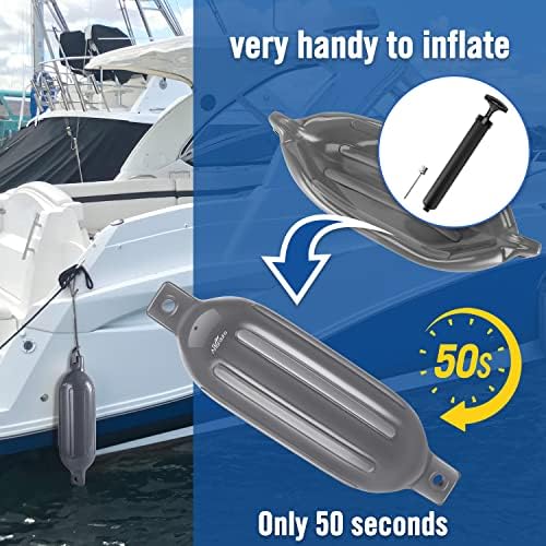 Affordura Boat Fender 4 Pack Boat Bumpers Fenders with 4 Ropes, Boat Bumpers for Pontoon Boat Fenders Inflatable