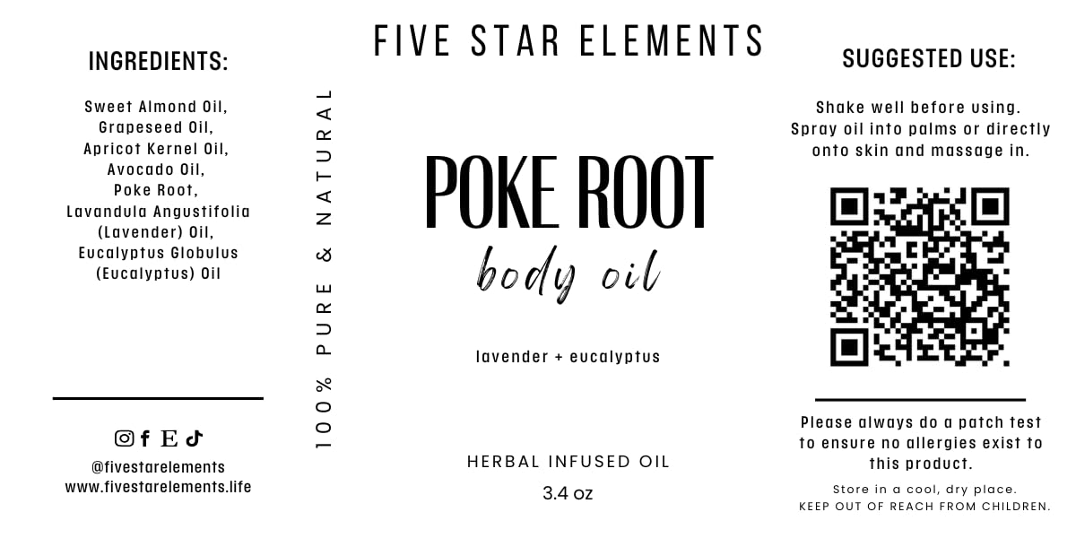 Five Star Elements Poke Root Oil, Clear