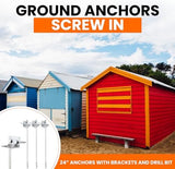 Ground Anchors Screw In - 24" Set of 4,6,8 with Brackets and Drill Bit - Earth Anchors - Mobile Home Anchors - Storage Shed Anchor Kit - Swing Set Anchors for Metal Swing Set - Playset Anchors - Ties