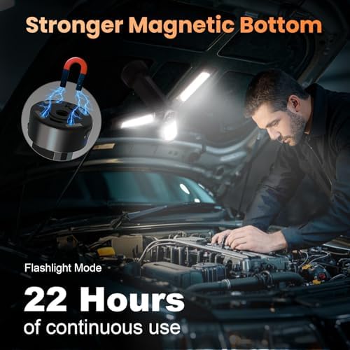 CAVN Rechargeable 10000mAh Camping Lights with Stand 6.5 ft Max Height, Portable Cordless LED Work Light 2200 Lumens 6500/4500/3500K Dimmable Camping Essentials Gear with Detachable Tripod, Black