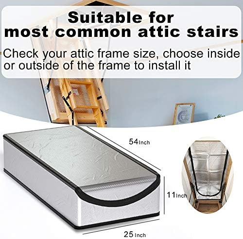 Attic Stairs Insulation Cover 25"x54"x11", Pull Down Ladder Attic Door Insulation Cover for Garage, Easy Use Installation Tool 400 Staples