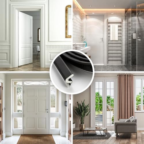 Weather Stripping Door Seal Strip - Soundproof Q-Shaped Foam for Exterior Door Frame, Large Gap Seal, Noise Cancelling, Easy to Install (Black, 40FT)