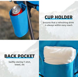 Outdoor Beach Chair for Adults Set of 2 PCS Portable Lightweight Low Back Sling Chair with Cup Holder, 300lbs Capacity Camping Chair for Patio, Lawn, Concert, Travel (Light Blue)