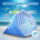 Beach Shelter Umbrella Premiere UPF 50+ Umbrella Shelter for Sun and Rain Protection for Adult (10-Foot,Blue Stripe)