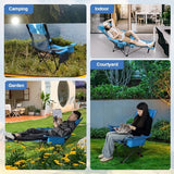 Reclining Camping Chair 4 Position with Foot Rest Comfortable for Adults 265Ibs Folding Lounger Mesh Beach Chair with Cooler Bag and Cup Holder for Outdoor Patio