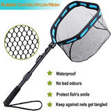 PLUSINNO Floating Fishing Net for Steelhead, Salmon, Fly, Kayak, Catfish, Bass, Trout Fishing, Rubber Coated Landing Net for Easy Catch & Release, Compact & Foldable for Easy Transportation & Storage