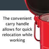 Justrite 10 Gallon Galvanized Steel Oily Waste Can, 18" x 14" Metal Oil Rag Safety Can With Foot Operated Self-Closing Lid for Oil Rag Disposal, Made in the USA, Red, 09300