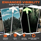 15-Pack 8" Heavy Duty Screw in Tent Stakes, Drill-In Ground Anchor Pegs, Includes Hex Head Driver & Storage Bag