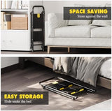 KINGRACK 2 Step Ladder, Sturdy Steel Step Stool with Safe-Lock Design, Handrail, Anti-Slip Wide Pedals, Pass 800lbs Load Testing, Folding Portable Ladder for Multi-Purpose, Home, Kitchen, Black