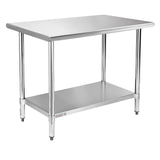 STABLEINK NSF Stainless Steel Prep Table, 30 x 48 Inches 4ft Metal Workbench with Adjustable Lower Undershelf, for Commercial Kitchen, Restaurant, Hotel, Laundry and Garage