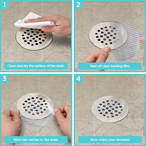100 Pack, Disposable Shower Drain Hair Catcher Mesh Stickers