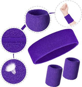 Bememo 6 Pcs Neon Sports Sweatbands Set Paris Sports Competitions Sweatbands 2 Headband 4 Wristbands Breathable Terry Cloth Athletic Bands for Basketball Tennis Costumes Cosplay