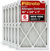 Filtrete 16x24x1 AC Furnace Air Filter, MERV 11, MPR 1000, Micro Allergen Defense, 3-Month Pleated 1-Inch Electrostatic Air Cleaning Filter, 6 Pack (Actual Size 6-Pack 15.81x23.81x0.81 in)