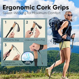 TREKOLOGY Hiking Poles with Real Cork Grips, Adjustable for Heights 5'2'' to 6'5'' – Lightweight Trekking Poles, Aircraft-Grade Aluminum, Compact Fold for Hiking & Backpacking (2pc Set) TREKZ Cork SE