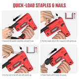 POPULO Electric Staple Gun, 2 in 1 Electric Stapler Tacker 4V Cordless Brad Nailer Kit, Battery Powered Nail Gun for Upholstery, Carpentry, DIY with Staple Remover, 1550 Staples and Nails