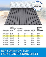 OCEANBROAD EVA Foam Boat Flooring with 3M Adhesive Backing Marine Self-Adhesive Decking 96''x45.6''/36''/28.8''/16.8'', 48''x16.8'' Faux Teak Sheet for Jon Boats Swim Platform Helm Pad RV Floor