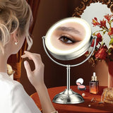 20x Large Lighted Makeup Mirror, Rechargeable 8.6" Magnifying Makeup Mirror, 30-Minute Timer,3 Color Modes, Adjustable Brightness, No Assembly Required, 360° Rotation Cosmetic Mirror, Pearl Nickel