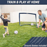 GoSports Portable Soccer Goals for Kids - 13 Color Options - Choose 4 x 3 ft or 6 x 4 ft - Team Tone Pop Up Nets for Backyard