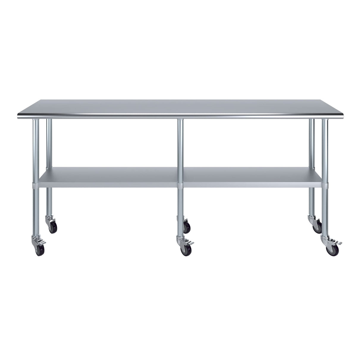 AmGood 18 in. x 84 in. Stainless Steel Work Table with Wheels | Metal Kitchen Food Prep Table | NSF