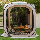 Pop Up Tent，Portable Canopy Tent with Mesh Mosquito Net, Screen House Room Canopy Shade Screen Tent 6 x 6 FT with Carry Bag for Patio, Backyard, Sports & Outdoors Activities, Beige