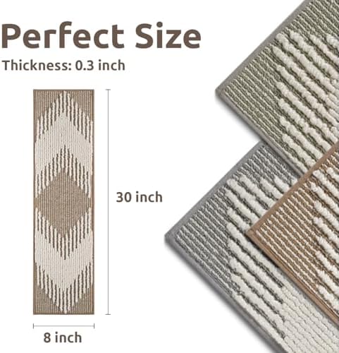 PADOOR 15PC Stair-Treads Non Slip, 3D Peel and Stick Stair Treads for Wooden Steps Indoor, Stair-Carpet Treads Washable Reusable Adhesive Stair-Runner Rugs for Kids and Dogs 8"x30" Brown