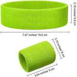 Bememo 6 Pcs Neon Sports Sweatbands Set Paris Sports Competitions Sweatbands 2 Headband 4 Wristbands Breathable Terry Cloth Athletic Bands for Basketball Tennis Costumes Cosplay