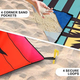 Beach Blanket Waterproof Sandproof Beach Mat 79" X 83" /10'x9'for 2-8 Adults Quick Drying Outdoor Picnic Mat Beach Accessories for Travel, Camping, Hiking