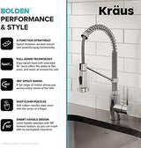 KRAUS Bolden Commercial Style 2-Function Single Handle Pull Down Kitchen Faucet in Chrome, KPF-1610CH (Pack of 1)