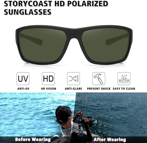 STORYCOAST Polarized Sports Sunglasses for Men Women Unbreakable Frame Cycling Fishing Driving