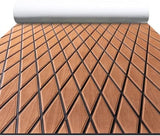 FOCEAN Boat Flooring EVA Foam Boat Decking Marine Mat Non-Slip Self-Adhesive Flooring Sheet for Motorboat Kayak Surfboard Garden Floor Swimming Pools, 94.5''x 47.2'', Brown with Black Lines