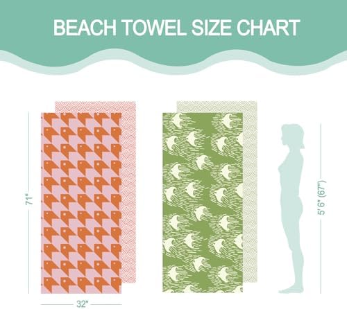 Eunzel 2 Pack Microfiber Beach Towel, Quick Dry Travel Towel Large Sand Free Towel for Beach, Camping, Swim Pool, Gym, Sports& Yoga 71"x32", Fish