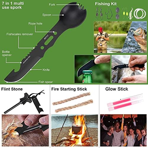 216 Pcs Survival First Aid Kits, Professional Survival Gear Equipment Tools First Aid Supplies kit for SOS Emergency Hiking Hunting Disaster Camping Adventures