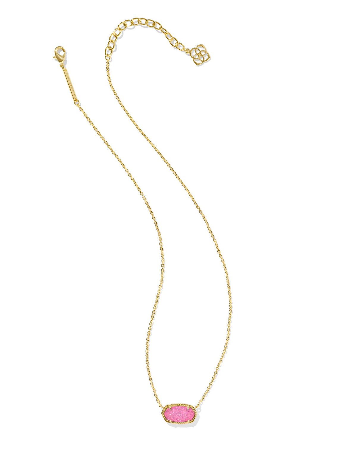 Kendra Scott Elisa Necklace in 14k Gold-Plated Brass, Hot Pink Drusy, Fashion Jewelry for Women