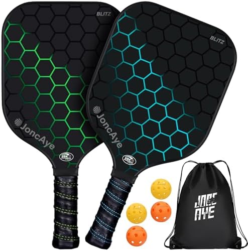 Pickleball-Paddles-Set of 4 or 2 Rackets by JoncAye, USAPA Approved Pickle-Ball Equipment with Balls, Bag, Accessories, Fiberglass Graphite Pickleball Racquet Set for Men, Women, Kids, Adults