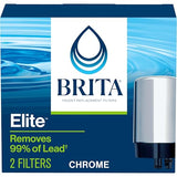 Brita Replacement Water Filter for Faucet Mount, Removes 99% of Lead, Sink Filtration System, Chrome, 2 Count