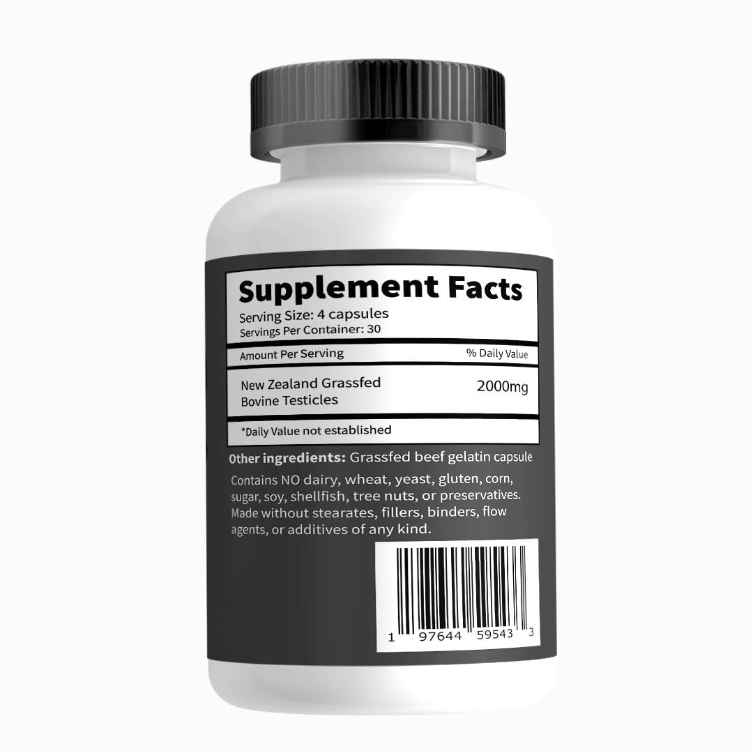 Primal Being Grassfed Beef Testes Capsules – Nutrient-Dense Beef Organ Supplement for Men, New Zealand Sourced, 120 Capsules
