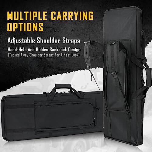 DULCE DOM 32/36/42/48/52 inch Double Rifle Case Soft Bag Gun Case, Perfect for Rifle Pistol Firearm Storage and Transportation, All Around Shooting Range Tactical Rifle Backpack, Indoor Outdoor