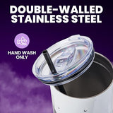 Silver Buffalo Disney Nightmare Before Christmas by Tim Burton Jack Skellington Hill and Moon Stainless Steel Tumbler with Handle and Straw, Fits in Standard Cup Holder, 40 Ounces