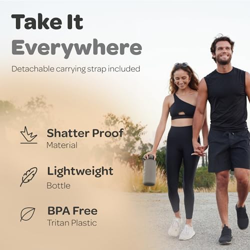 Hydracy Water Bottle with Time Marker -Large BPA Free Water Bottle & No Sweat Sleeve -Leak Proof Gym Bottle with Fruit Infuser Strainer & Times to Drink -Ideal for Fitness Sports & Outdoors