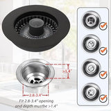 Kitchen Sink Drain Strainer,3 in 1 Pop Up Kitchen Sink Stopper,Made of Brass Material,with an Extra Basket Strainer,Sink Bounce Core Drain Strainer,Universal for US Standard 3-1/2 Inch,Black