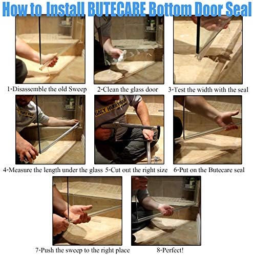 2-Pack Butecare Frameless Shower Door Bottom Seal for Glass Doors – Stop Shower Leaks and Create a Water Barrier (1/4” x 39”)