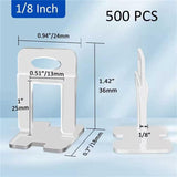 DGSL Tile Leveling System Clips - 500-Piece DIY Tiles Leveler Spacers - Tile Leveling System for Professional Ceramic Tile and Stone Installation (1/8 Inch)