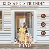 Yotache White Mesh Door Screen with Magnets Fit Doors 36 x 83, Screen Size 38" x 84" with Full Frame Hook&Loop Strip and Special Windproof Hasp Design