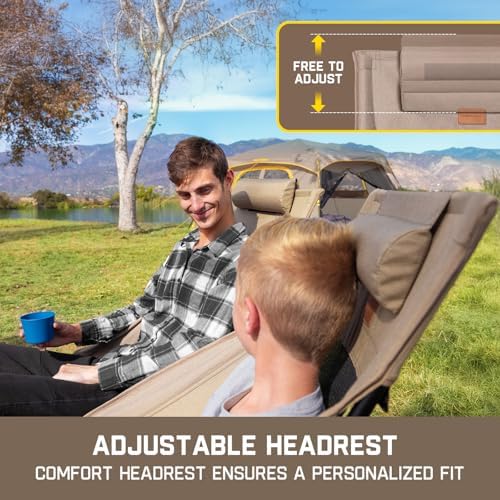 FanttikOutdoor Zeta L8 Max Camping Chair, Portable & Lightweight, Multi-Angle Adjustable, Supports up to 250 lbs, Comfort-Driven Design, High Strength Camping Chair for Travel, Hiking, Fishing (khaki)