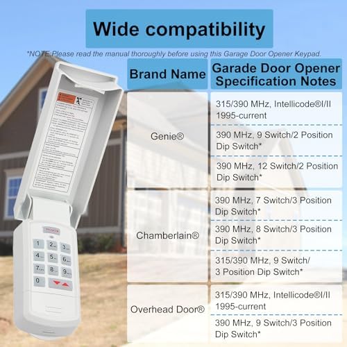 for Genie Garage Door Opener keypad Replacement, for All Genie/Overhead/Intellicode/DIP Switch Garage Door Openers, Wireless Keypad Keyless Entry, for Model GK-R/OKP-BX etc. Safe & Secure Access