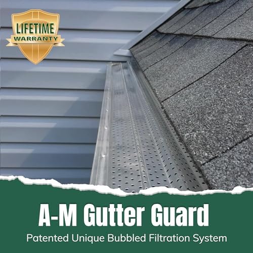 A-M Gutter Guard - Heavy Duty Lifetime Quality Aluminum Leaf & Debris Protection for 5-inch and 6-inch (6 Inch-100 Feet, Mill Finish) - Made in The USA