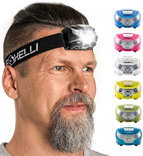 Foxelli Rechargeable LED Headlamp - Super Bright, Lightweight and Comfortable Head Light for Running, Camping, Hiking and Work, Suitable for Adults and Kids