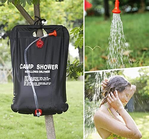 DkOvn Solar Shower Bag, 1/2/4 Pack 5 Gallons/20L Camping Shower Bag, Portable Shower Bag with Removable Hose and On-Off Switchable Shower Head for Camping Beach Swimming Outdoor Traveling