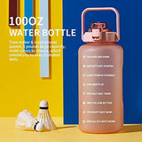 64oz,100oz,128oz Large Motivational Water Bottle with Time Marker, Leakproof & BPA Free Half Gallon Big Water Bottle with Straw Handle Tritan Frosted Water Jug for Gym,Fitness,Outdoor Sports